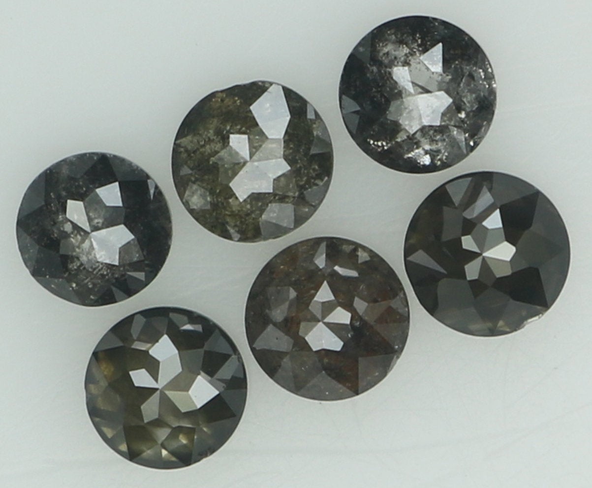 Natural Loose Diamond Round Rose Cut Black Grey Color I3 Clarity 6 Pcs 1.04 Ct KDK1379