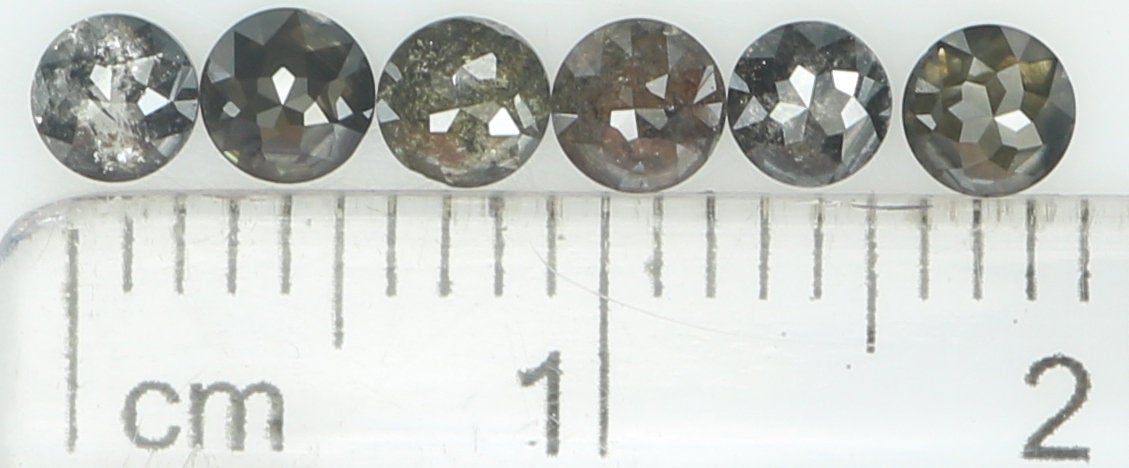 Natural Loose Diamond Round Rose Cut Black Grey Color I3 Clarity 6 Pcs 1.04 Ct KDK1379