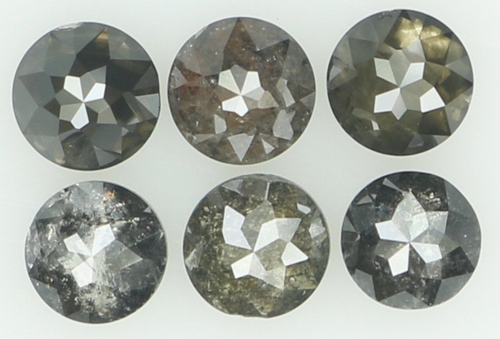 Natural Loose Diamond Round Rose Cut Black Grey Color I3 Clarity 6 Pcs 1.04 Ct KDK1379