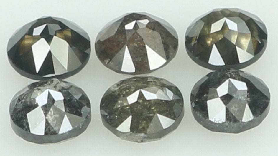 Natural Loose Diamond Round Rose Cut Black Grey Color I3 Clarity 6 Pcs 1.04 Ct KDK1379