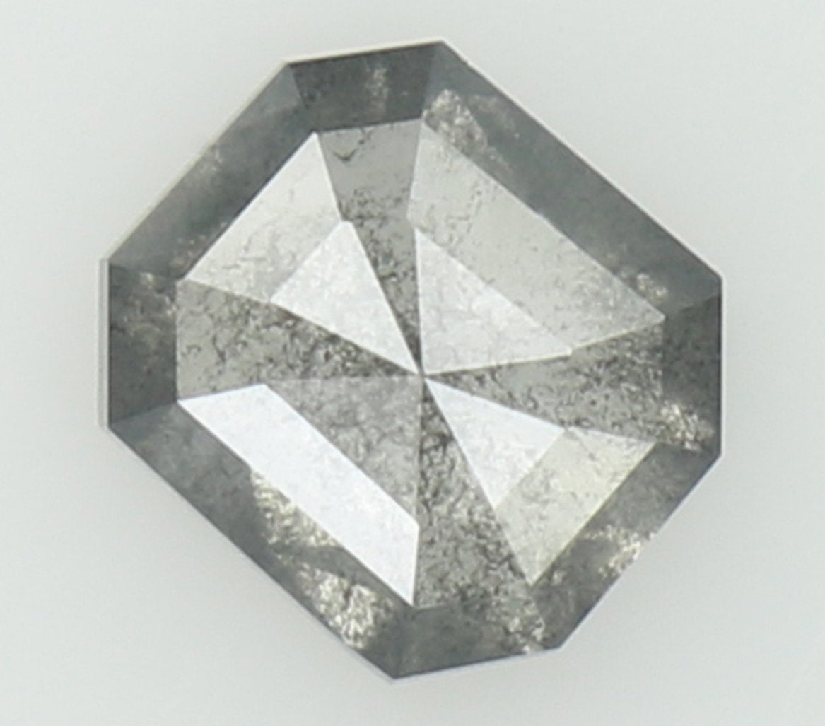 0.50 CT Natural Loose Emerald Shape Diamond Salt And Pepper Emerald Shape Diamond 5.10 MM Black Grey Color Emerald Rose Cut Diamond QL6484