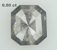 Natural Loose Diamond Emerald Black Grey Salt And Pepper Color I3 Clarity 5.10 MM 0.50 Ct KDL6484