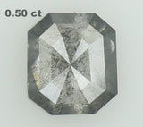 Natural Loose Diamond Emerald Black Grey Salt And Pepper Color I3 Clarity 5.10 MM 0.50 Ct KDL6484
