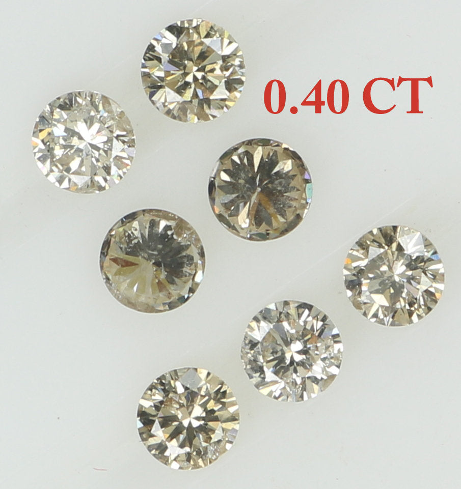 Natural Loose Diamond Round Brown Color SI2 Clarity 7 Pcs 0.40 Ct KDK1461