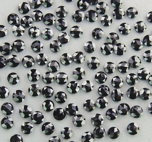 Natural Loose Diamond Black Round Rose Cut I3 Clarity 1.0 To 3.30 MM 1.00 Ct Q40