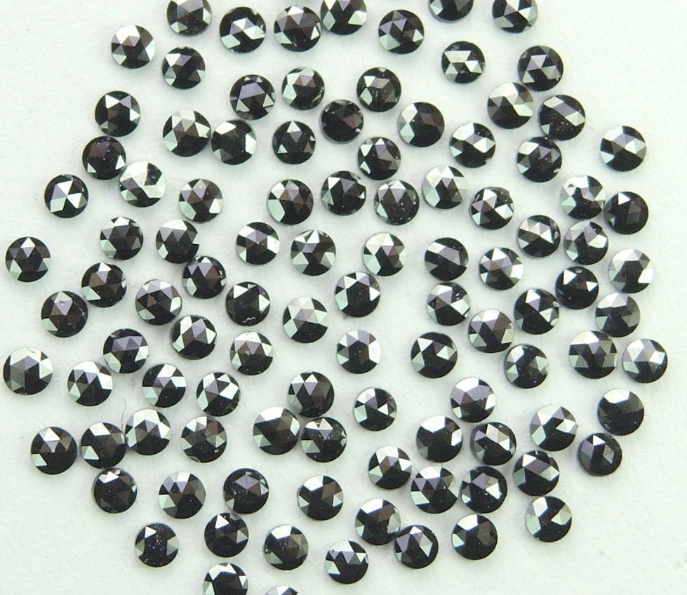 Natural Loose Diamond Black Round Rose Cut I3 Clarity 1.0 To 3.30 MM 1.00 Ct Q40