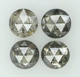 Natural Loose Diamond Round Rose Cut Grey Salt And Pepper Color I3 Clarity 4 Pcs 0.83 Ct KDL6253