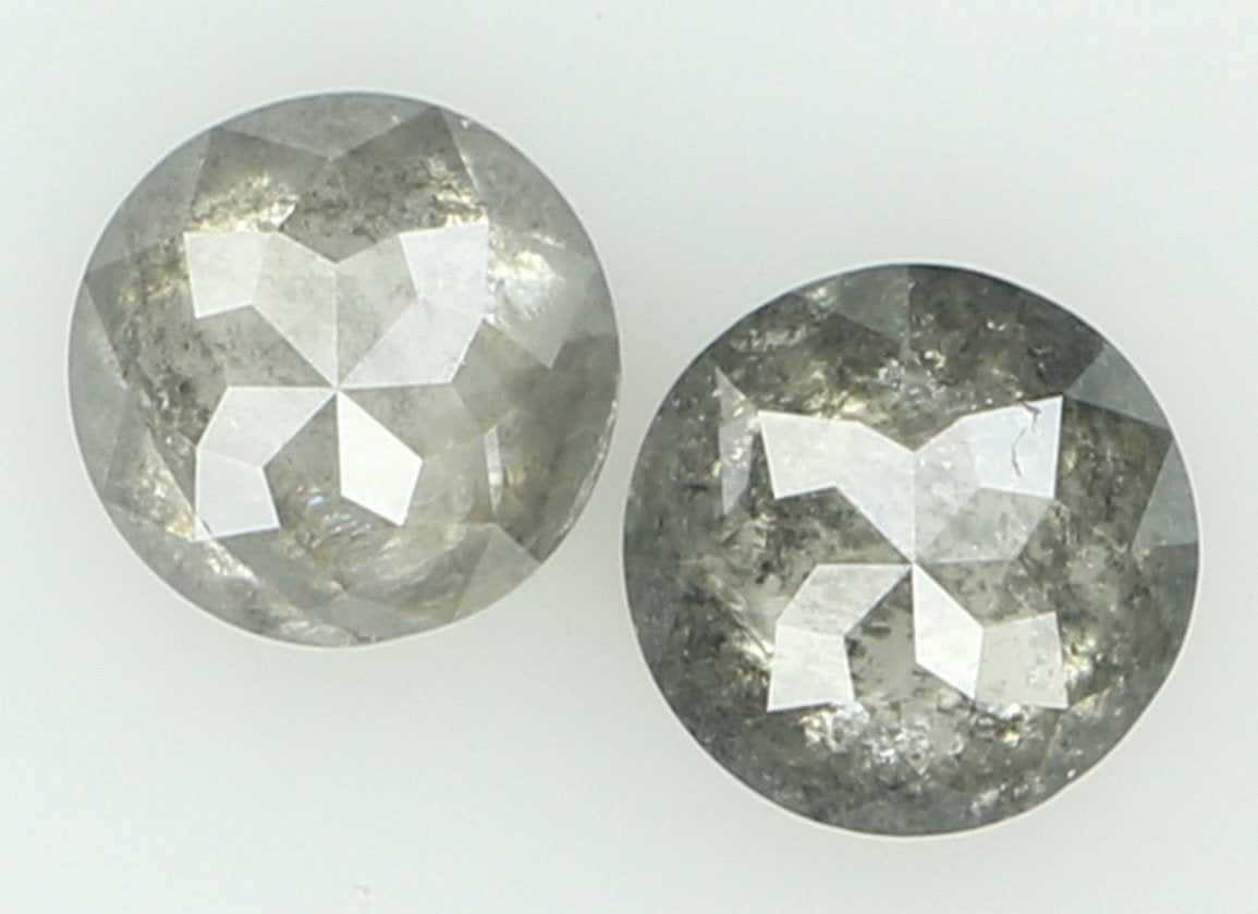 Natural Loose Diamond Round Rose Cut Grey Color I3 Clarity 2 Pcs 0.85 Ct KDL6309