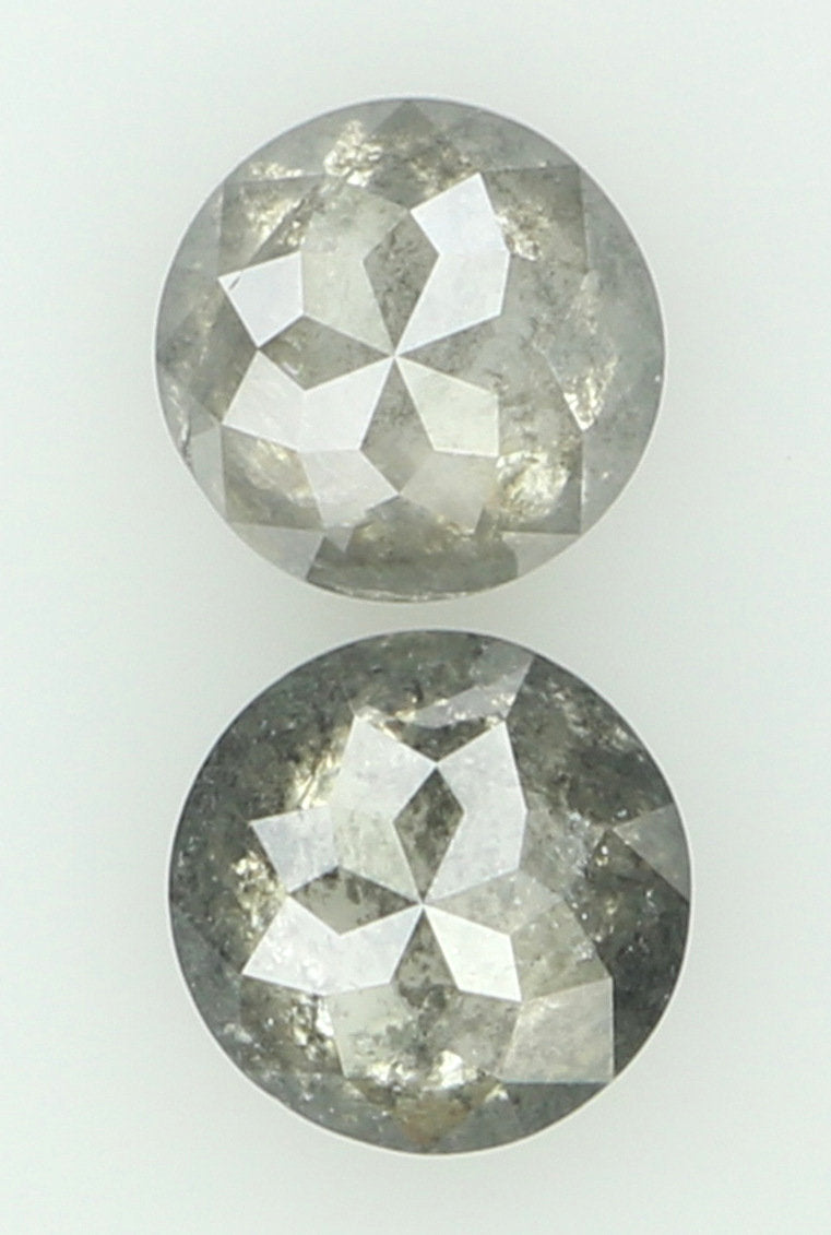 0.85 CT Natural Loose Round Rose Cut Pair Diamond Salt And Pepper Rose Cut Diamond 4.45 MM Natural Black Grey Round Rose Cut Diamond QL6309