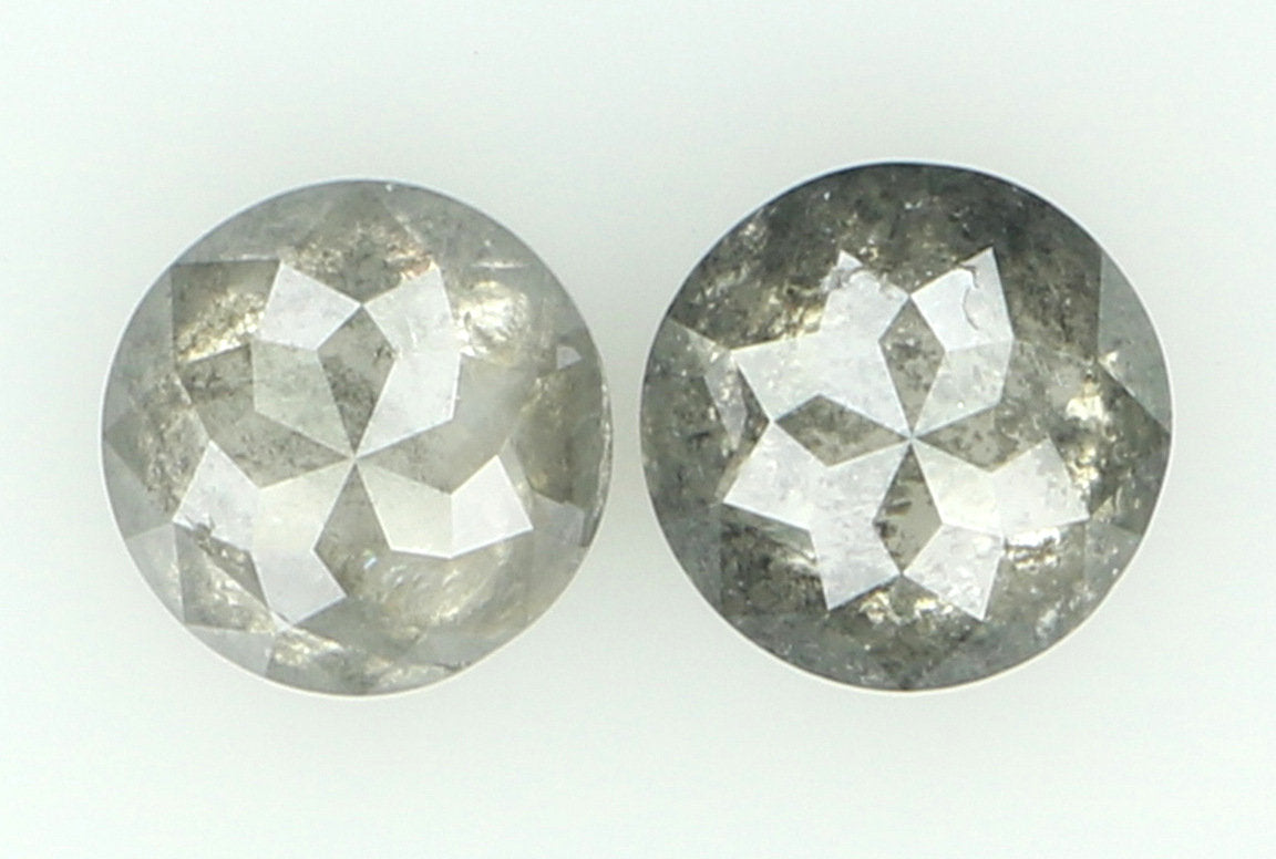 Natural Loose Diamond Round Rose Cut Grey Color I3 Clarity 2 Pcs 0.85 Ct KDL6309