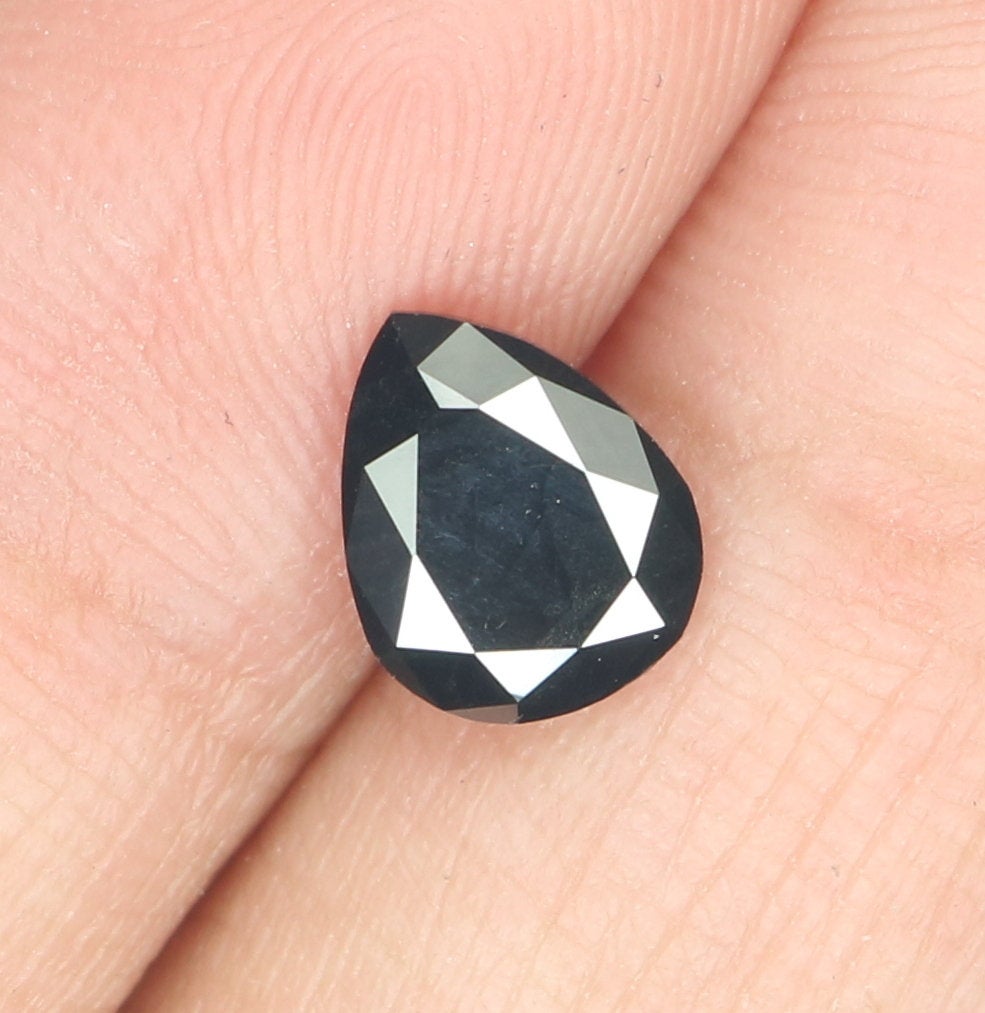 Natural Loose Diamond Pear Black Color I3 Clarity 7.10 MM 0.87 Ct KDL6775