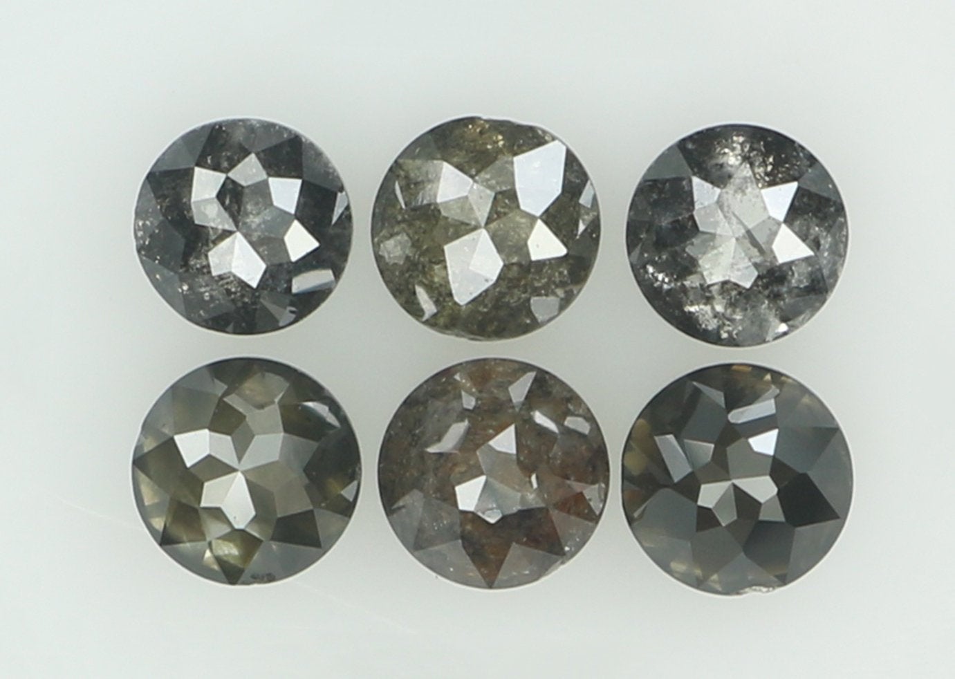 Natural Loose Diamond Round Rose Cut Black Grey Color I3 Clarity 6 Pcs 1.04 Ct KDK1379
