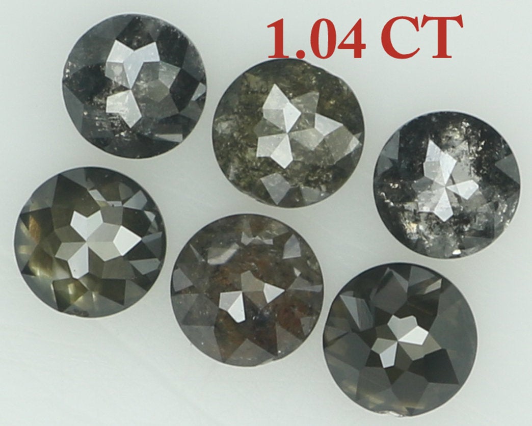 Natural Loose Diamond Round Rose Cut Black Grey Color I3 Clarity 6 Pcs 1.04 Ct KDK1379