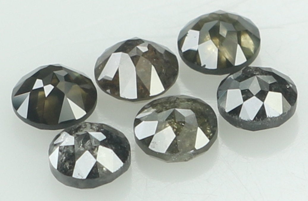 Natural Loose Diamond Round Rose Cut Black Grey Color I3 Clarity 6 Pcs 1.04 Ct KDK1379