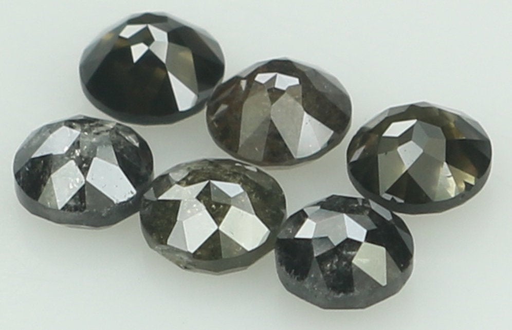 Natural Loose Diamond Round Rose Cut Black Grey Color I3 Clarity 6 Pcs 1.04 Ct KDK1379