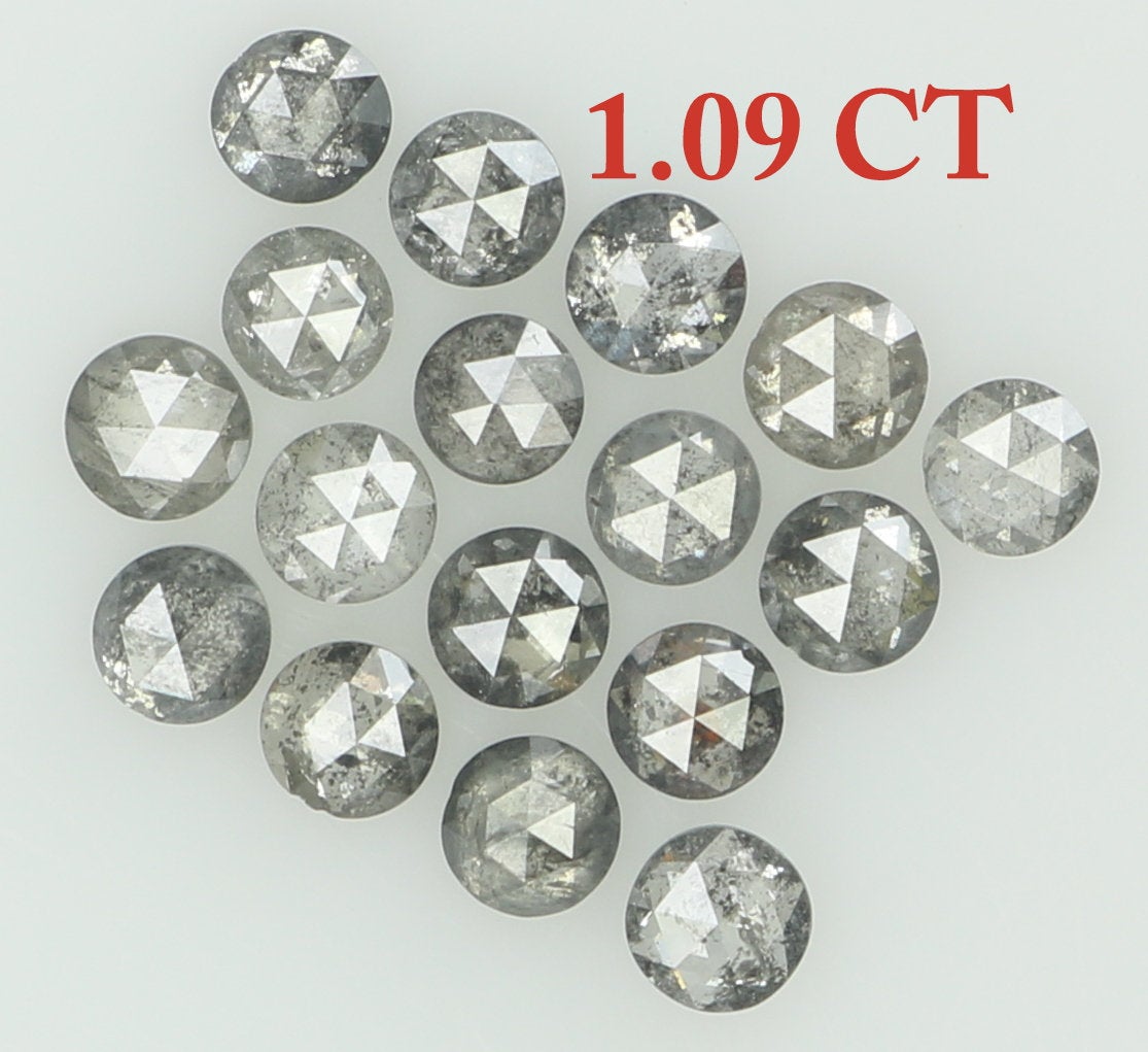 1.09 Ct Natural Loose Round Rose Cut Diamond Salt And Pepper Diamond 2.30 MM Natural Loose Black Grey Color Diamond Round Cut Diamond QK1430