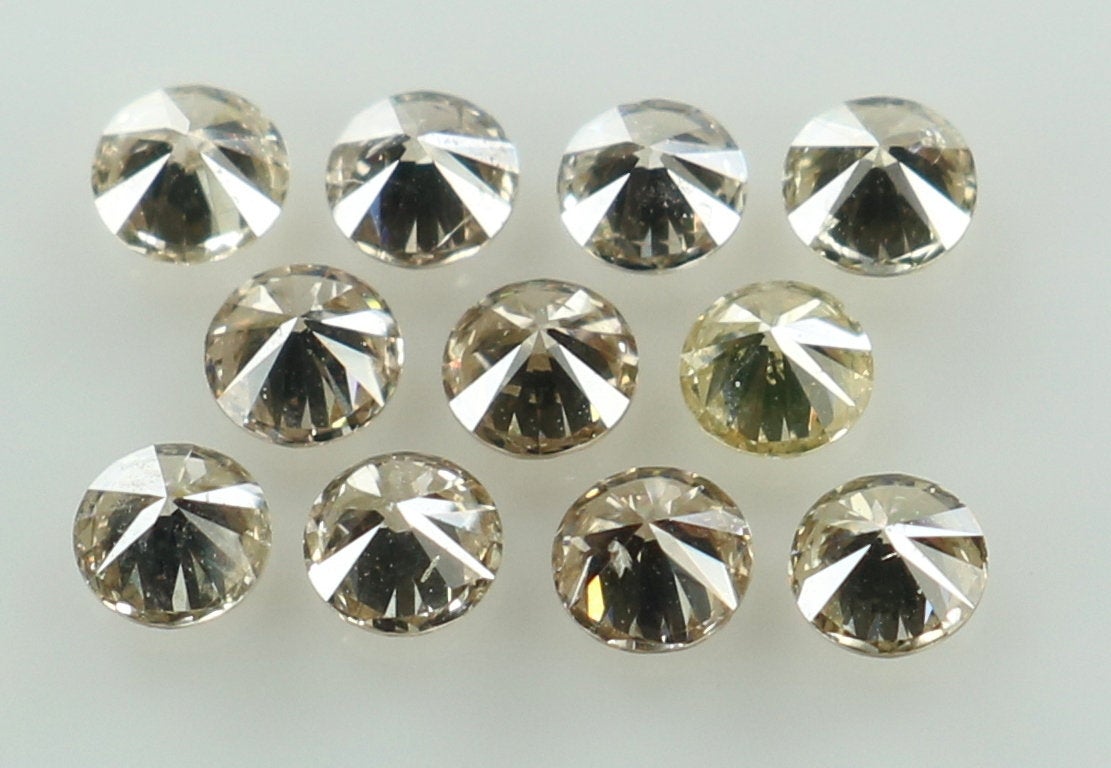 Natural Loose Diamond Round Brown Color I1-SI2 Clarity 11 Pcs 0.38 Ct L6575