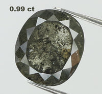 Natural Loose Diamond Oval Black Grey Salt And Pepper Color I3 Clarity 6.20 MM 0.99 Ct KDL7397