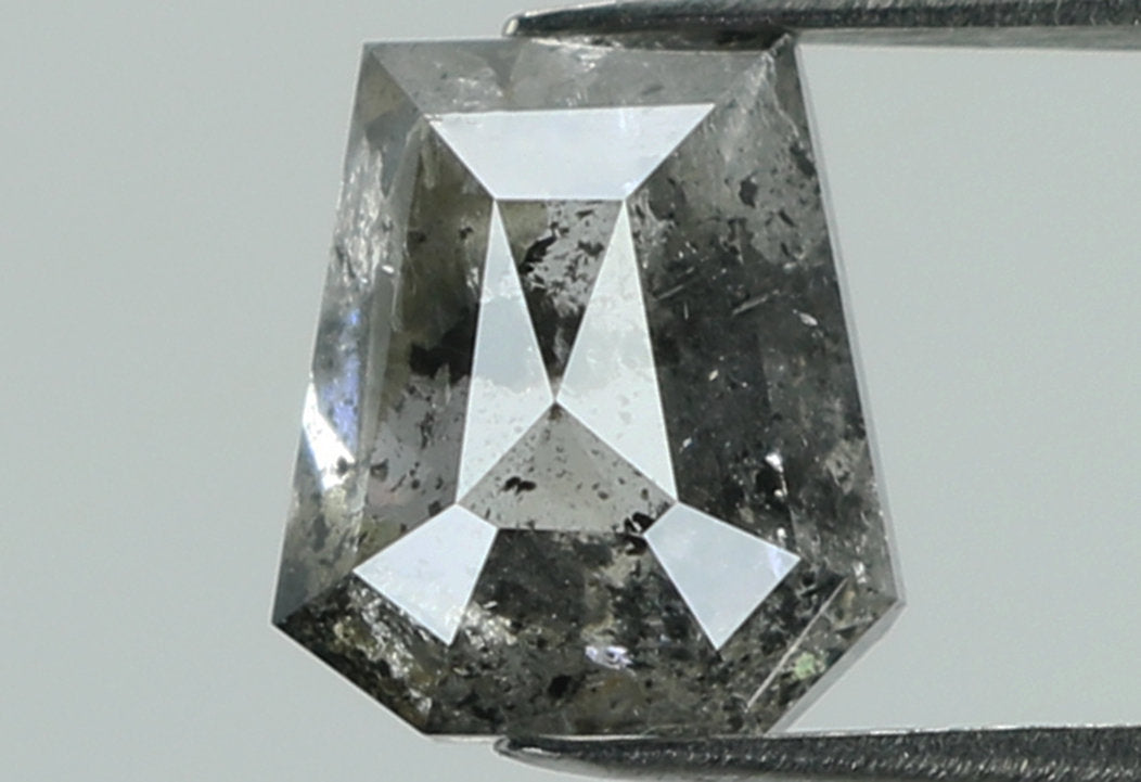 1.03 CT Natural Loose Coffin Shape Diamond Salt And Pepper Coffin Shape Diamond 6.30 MM Black Grey Color Coffin Rose Cut Diamond QL7466