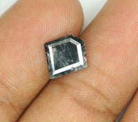 Natural Loose Diamond Shield Black Grey Salt And Pepper Color I3 Clarity 9.20 MM 1.59 Ct KR1267