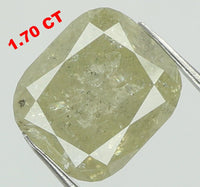 Natural Loose Diamond Cushion Yellow Grey Color I2 Clarity 7.10 MM 1.70 Ct KDL7412