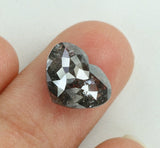 3.14 Ct Natural Loose Diamond Heart Black Grey Salt And Pepper Color I3 Clarity 8.20 MM KDL5666