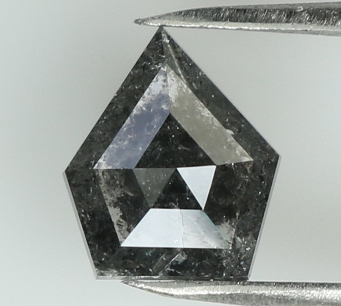 0.80 CT Natural Loose Shield Diamond Black Grey Color Diamond 6.60 MM Natural Loose Diamond Salt And Pepper Shield Rose Cut Diamond QL7662