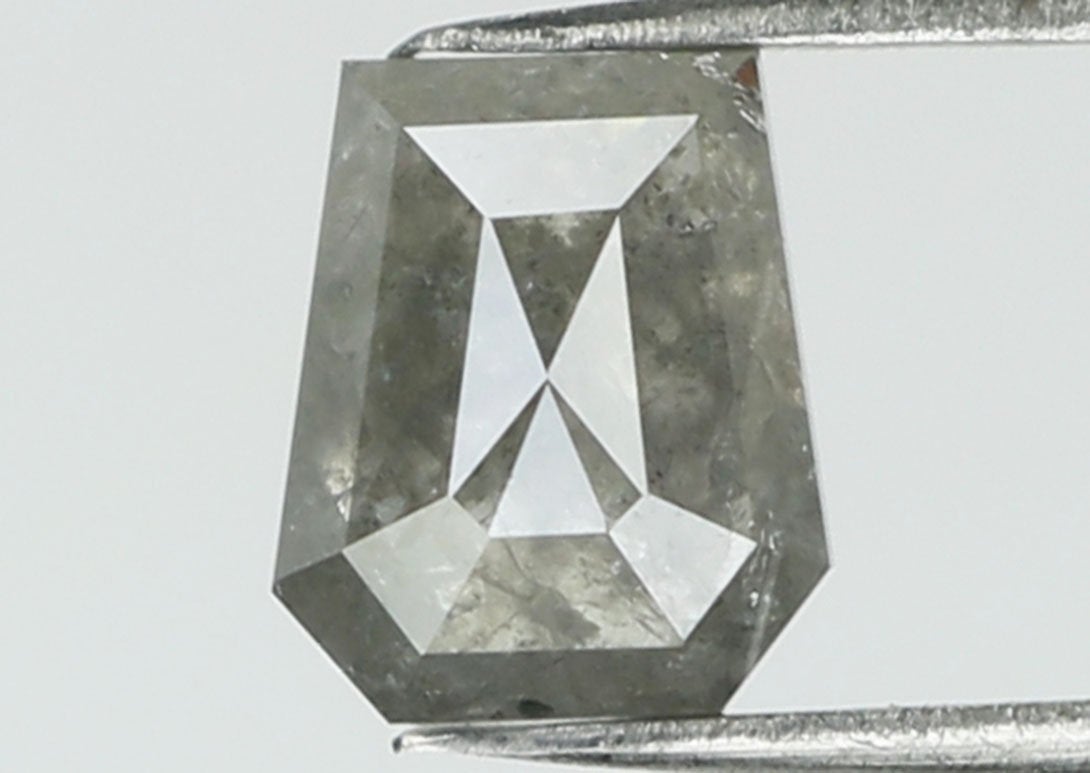 0.65 CT Natural Loose Coffin Shape Diamond Salt And Pepper Coffin Shape Diamond 5.40 MM Black Grey Color Coffin Rose Cut Diamond QL5831