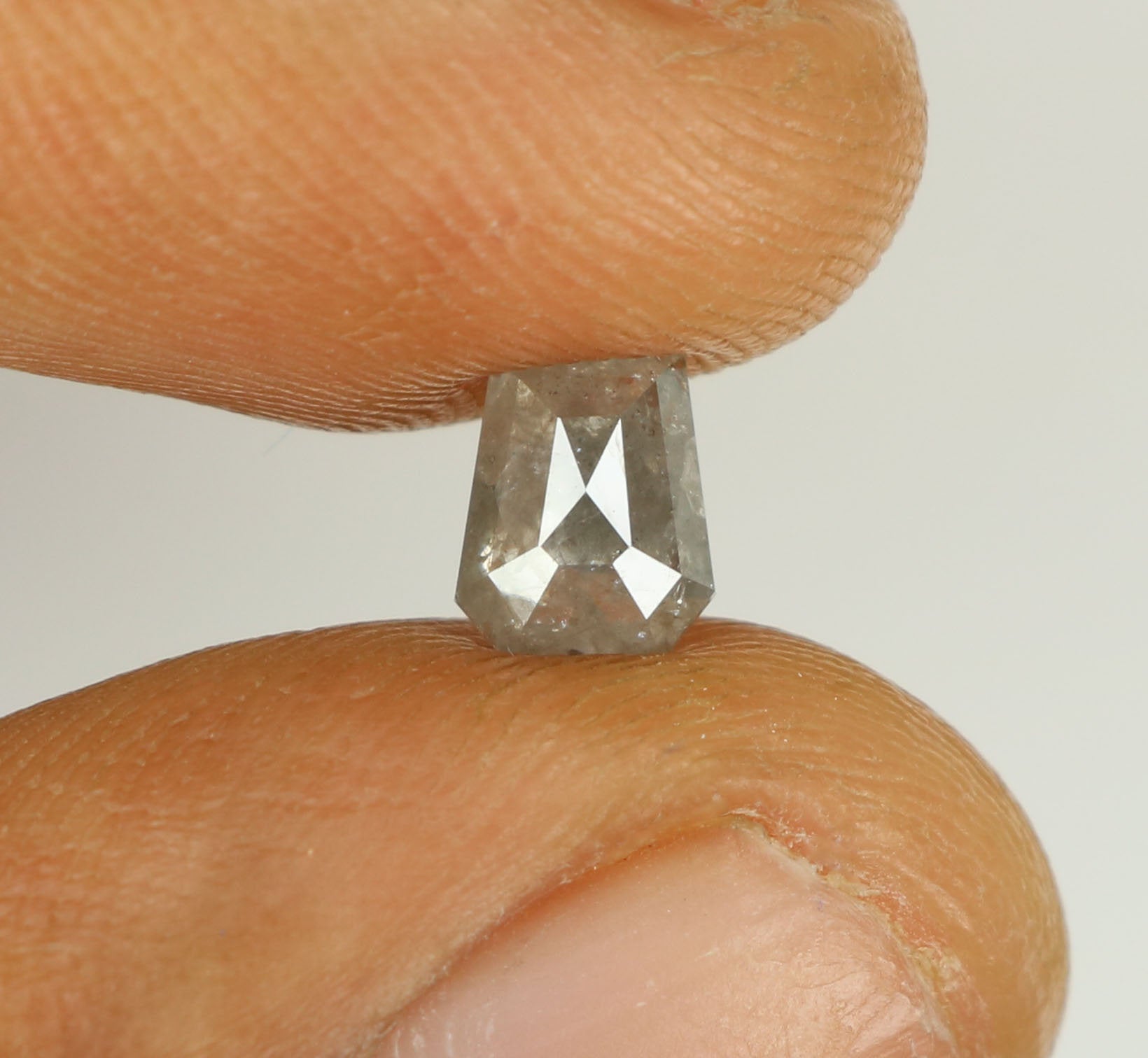 0.65 CT Natural Loose Coffin Shape Diamond Salt And Pepper Coffin Shape Diamond 5.40 MM Black Grey Color Coffin Rose Cut Diamond QL5831