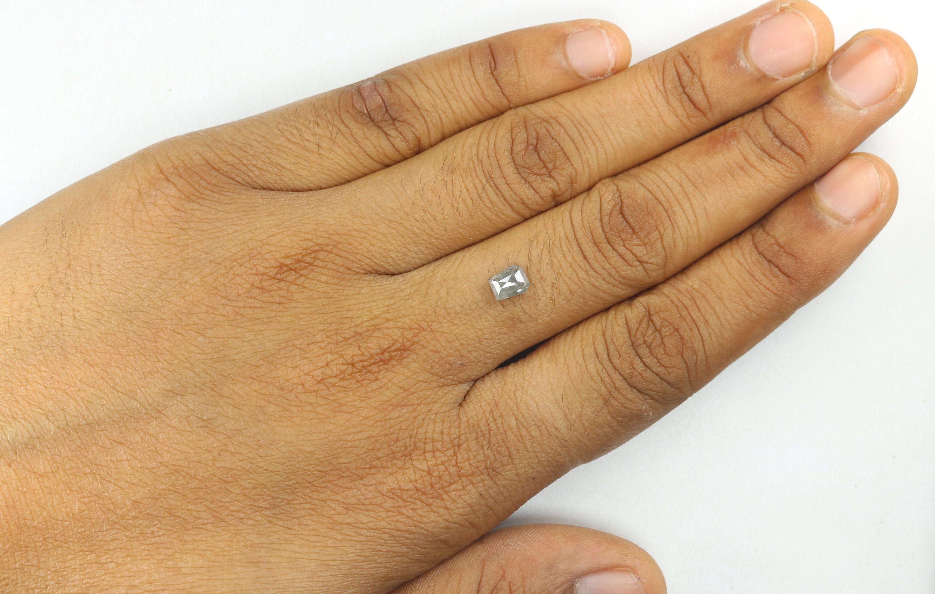 0.65 CT Natural Loose Coffin Shape Diamond Salt And Pepper Coffin Shape Diamond 5.40 MM Black Grey Color Coffin Rose Cut Diamond QL5831