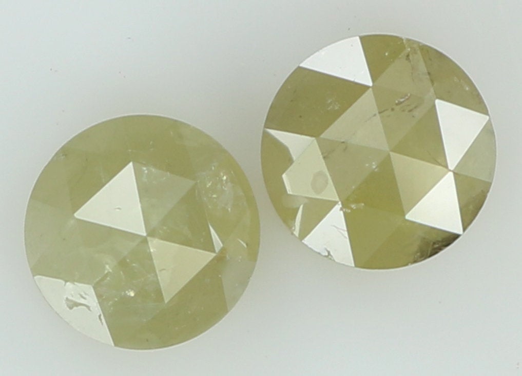 1.16 CT Natural Loose Round Rose Cut Pair Diamond Yellow Color Round Shape Diamond 5.00 MM Natural Grey Color Round Rose Cut Diamond QL7803