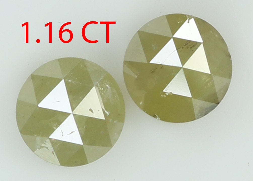 Natural Loose Diamond Round Rose Cut Yellow Grey Color I3 Clarity 2 pcs 1.16 Ct KDL7803