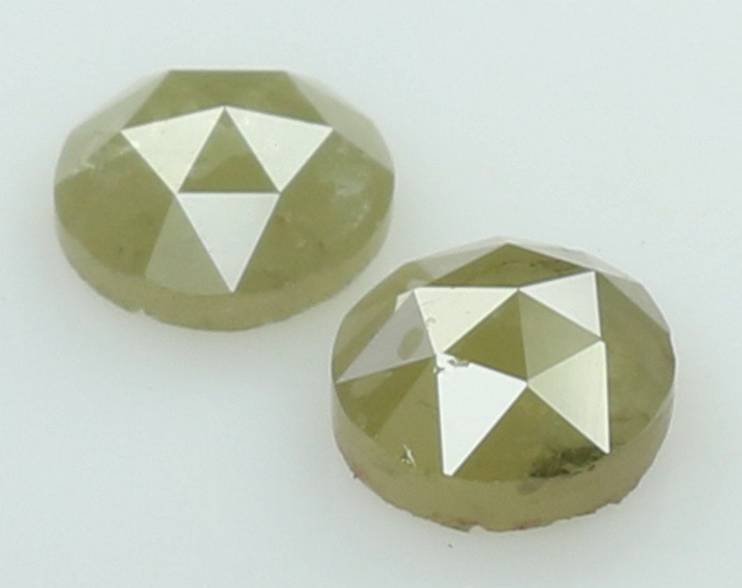 1.16 CT Natural Loose Round Rose Cut Pair Diamond Yellow Color Round Shape Diamond 5.00 MM Natural Grey Color Round Rose Cut Diamond QL7803
