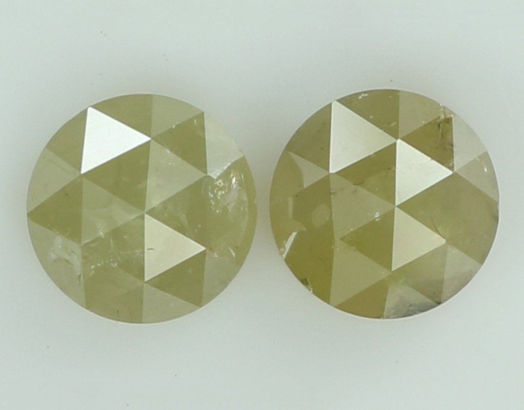 Natural Loose Diamond Round Rose Cut Yellow Grey Color I3 Clarity 2 pcs 1.16 Ct KDL7803