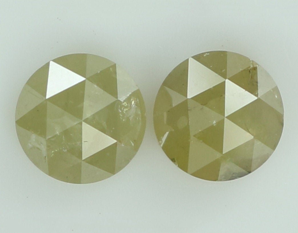 1.16 CT Natural Loose Round Rose Cut Pair Diamond Yellow Color Round Shape Diamond 5.00 MM Natural Grey Color Round Rose Cut Diamond QL7803