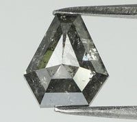 0.87 Ct Natural Loose Diamond Coffin Black Grey Salt And Pepper Color I3 Clarity 6.40 MM KDL7838