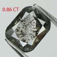 0.86 Ct Natural Loose Diamond Cushion Black Grey Salt And Pepper Color 5.93 MM KDL7859