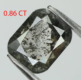 0.86 Ct Natural Loose Diamond Cushion Black Grey Salt And Pepper Color 5.93 MM KDL7859
