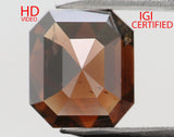 IGI CERTIFIED Natural Loose Diamond Emerald Deep Orangy Brown Color SI2 Clarity 1.10 Ct KDL7721