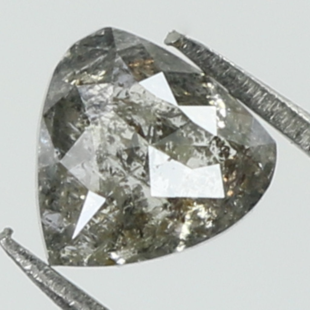 0.50 CT Natural Loose Heart Shape Diamond Salt And Pepper Heart Rose Cut Diamond 4.85 MM Black Grey Color Heart Cut Rose Cut Diamond QL7880