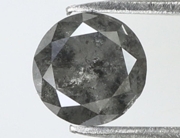 0.58 Ct Natural Loose Diamond Round Black Grey Salt And Pepper Color I3 Clarity 5.00 MM KDL7918