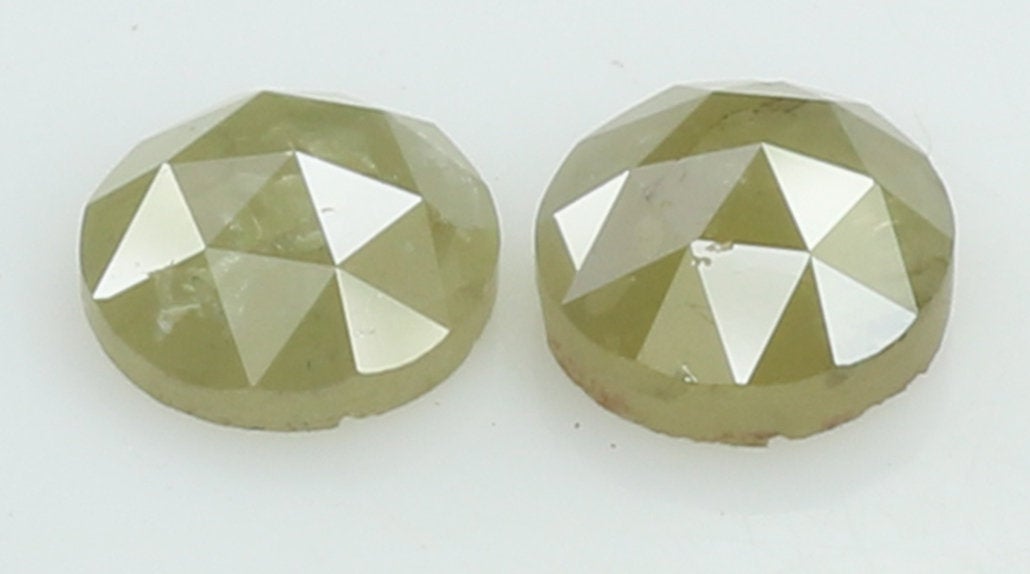 1.16 CT Natural Loose Round Rose Cut Pair Diamond Yellow Color Round Shape Diamond 5.00 MM Natural Grey Color Round Rose Cut Diamond QL7803