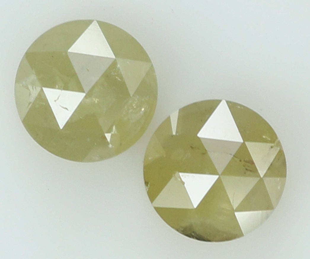 Natural Loose Diamond Round Rose Cut Yellow Grey Color I3 Clarity 2 pcs 1.16 Ct KDL7803