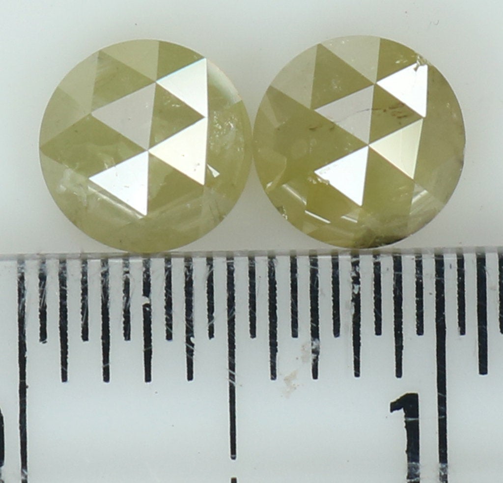 1.16 CT Natural Loose Round Rose Cut Pair Diamond Yellow Color Round Shape Diamond 5.00 MM Natural Grey Color Round Rose Cut Diamond QL7803