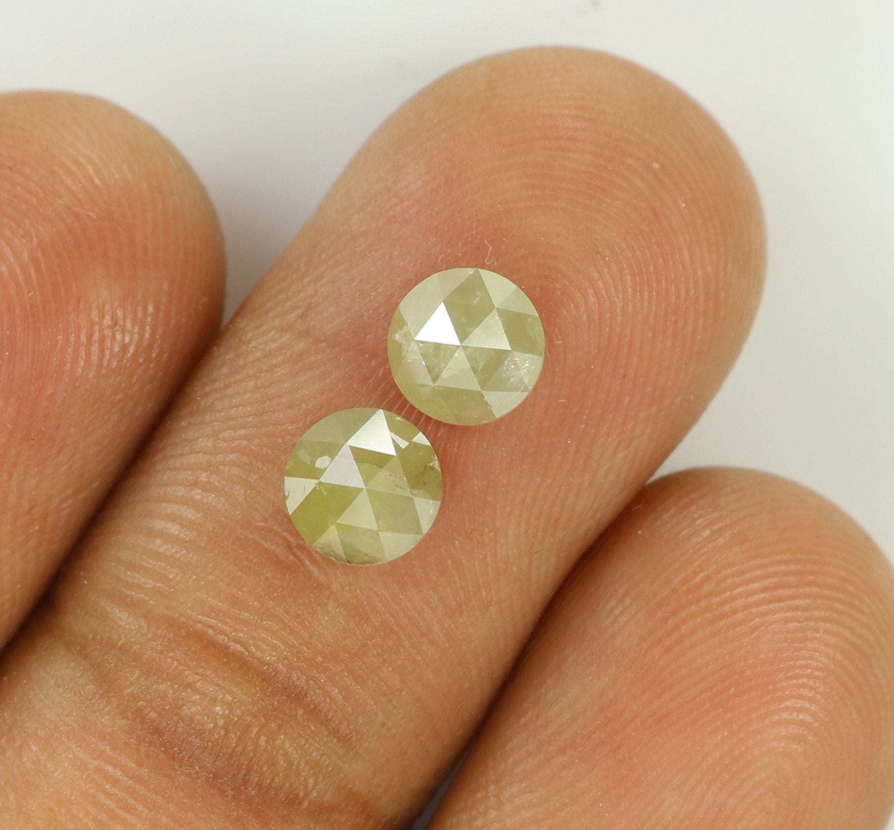1.16 CT Natural Loose Round Rose Cut Pair Diamond Yellow Color Round Shape Diamond 5.00 MM Natural Grey Color Round Rose Cut Diamond QL7803