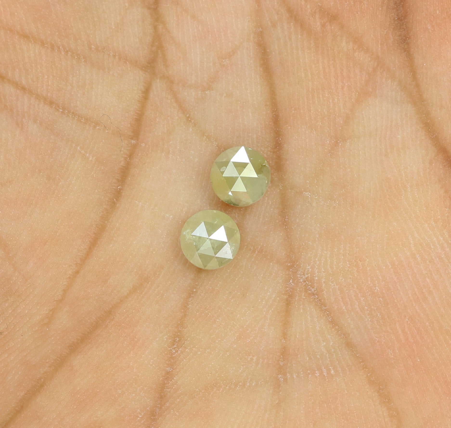 1.16 CT Natural Loose Round Rose Cut Pair Diamond Yellow Color Round Shape Diamond 5.00 MM Natural Grey Color Round Rose Cut Diamond QL7803