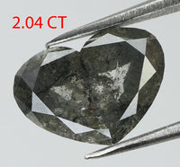2.04 Ct Natural Loose Diamond Heart Black Grey Salt And Pepper Color I3 Clarity 9.50 MM KDL7839