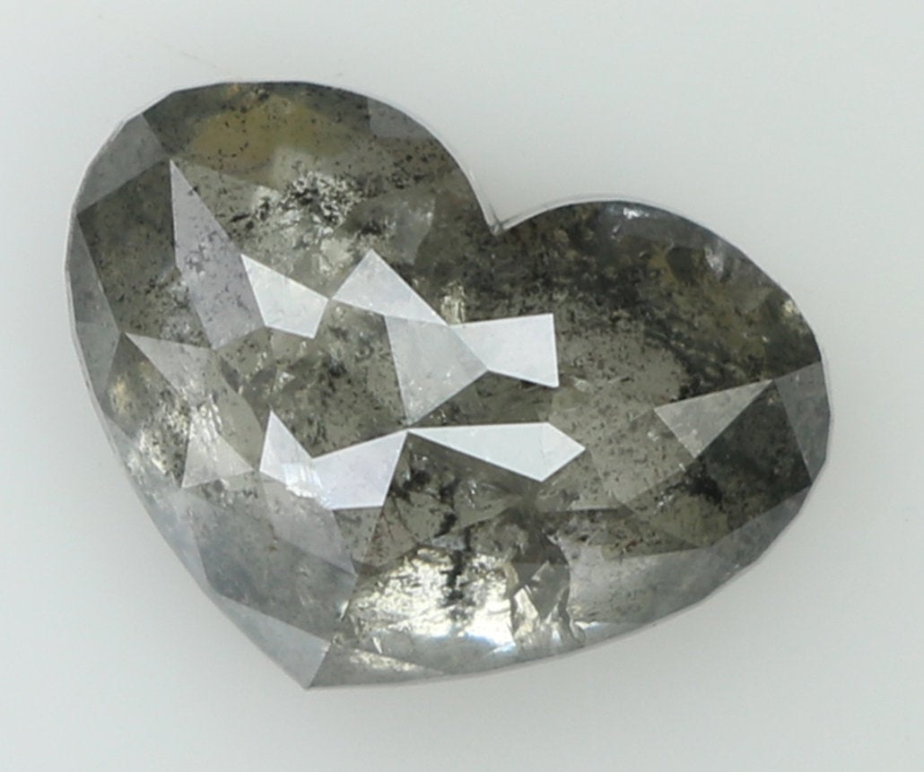 2.04 CT Natural Loose Heart Shape Diamond Salt And Pepper Heart Rose Cut Diamond 9.50 MM Black Grey Color Heart Cut Rose Cut Diamond QL7839
