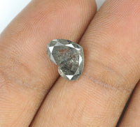2.04 Ct Natural Loose Diamond Heart Black Grey Salt And Pepper Color I3 Clarity 9.50 MM KDL7839