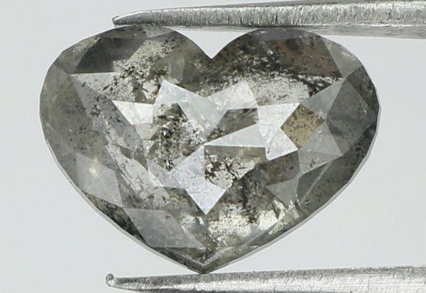 2.04 Ct Natural Loose Diamond Heart Black Grey Salt And Pepper Color I3 Clarity 9.50 MM KDL7839